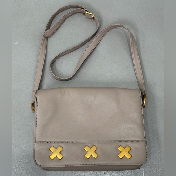 Courtenay Handbags - Vintage Tan Crossbody Bag with Gold Accents